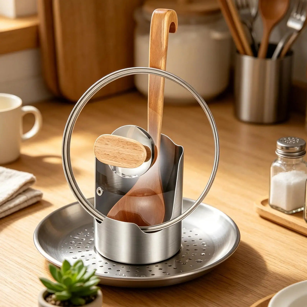 Stainless Steel Pot Lid & Spoon Rest Stand
